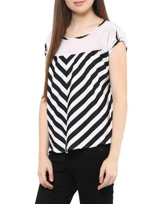 white striped poly crepe top - 12818145 - Standard Image - 2