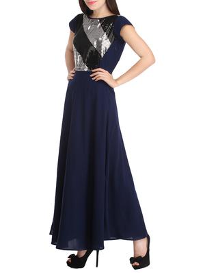 navy blue sequined rayon dress - 12827146 - Standard Image - 2