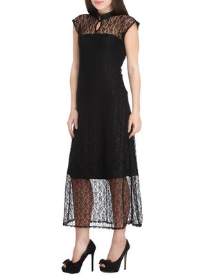 keyhole neck laced a-line dress - 12827161 - Standard Image - 2