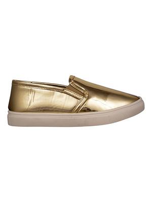 gold faux leather plimsolls casual shoes - 12832635 - Standard Image - 2