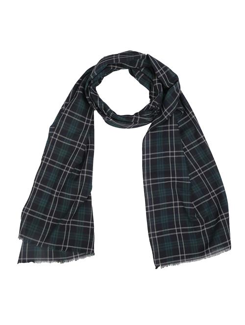 Green and black chequered cotton scarf - 12834497 - Very Small Image - 1