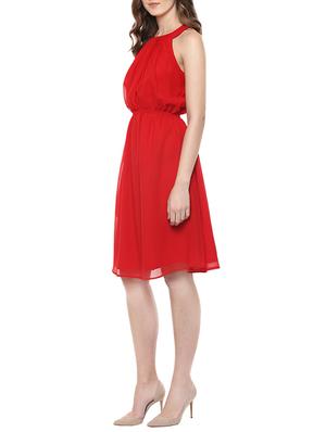 red georgette blouson dress - 12839344 - Standard Image - 2