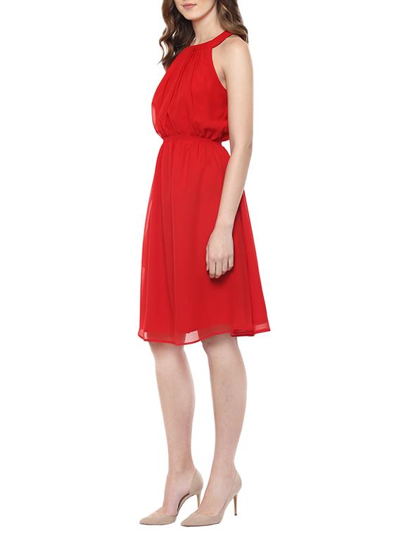 red georgette blouson dress - 12839344 - Zoom Image - 2