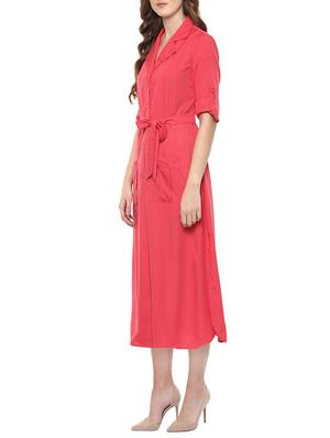 peach crepe belted dress - 12839347 - Standard Image - 2