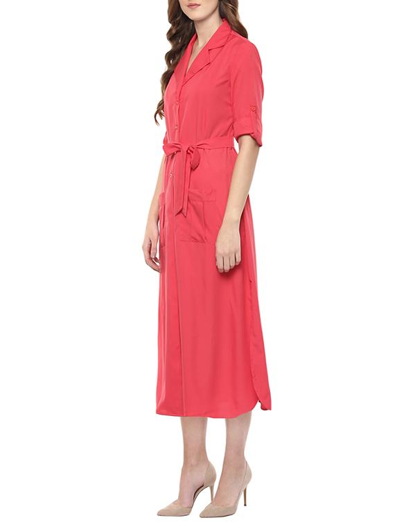 peach crepe belted dress - 12839347 - Zoom Image - 2