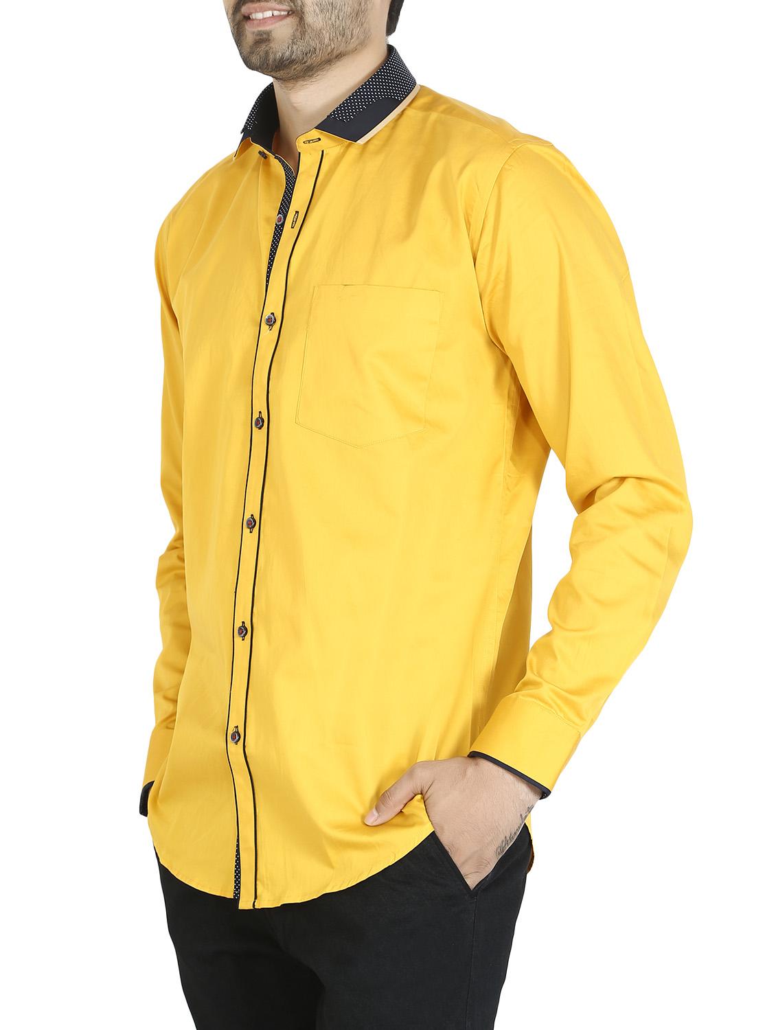 yellow cotton casual shirt - 12844153 - Zoom Image - 2