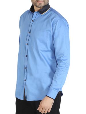 blue cotton casual shirt - 12844156 - Standard Image - 2