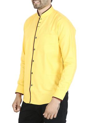 yellow cotton casual shirt - 12844161 - Standard Image - 2