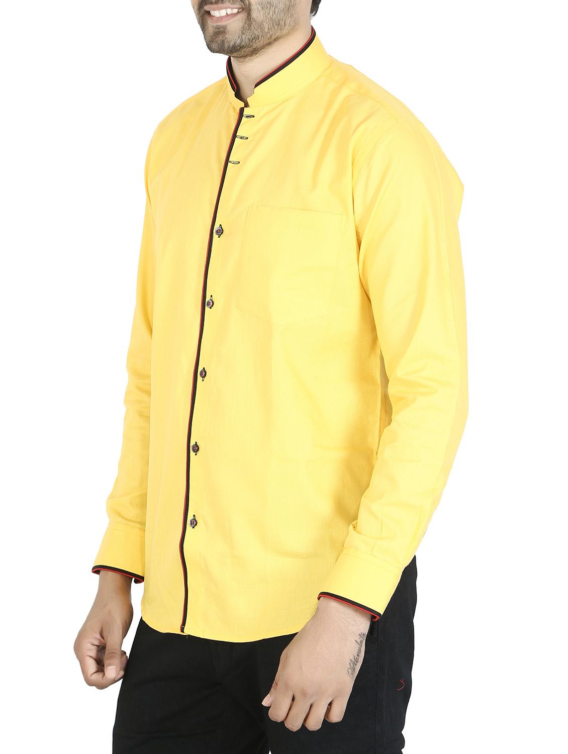 yellow cotton casual shirt - 12844161 - Zoom Image - 2