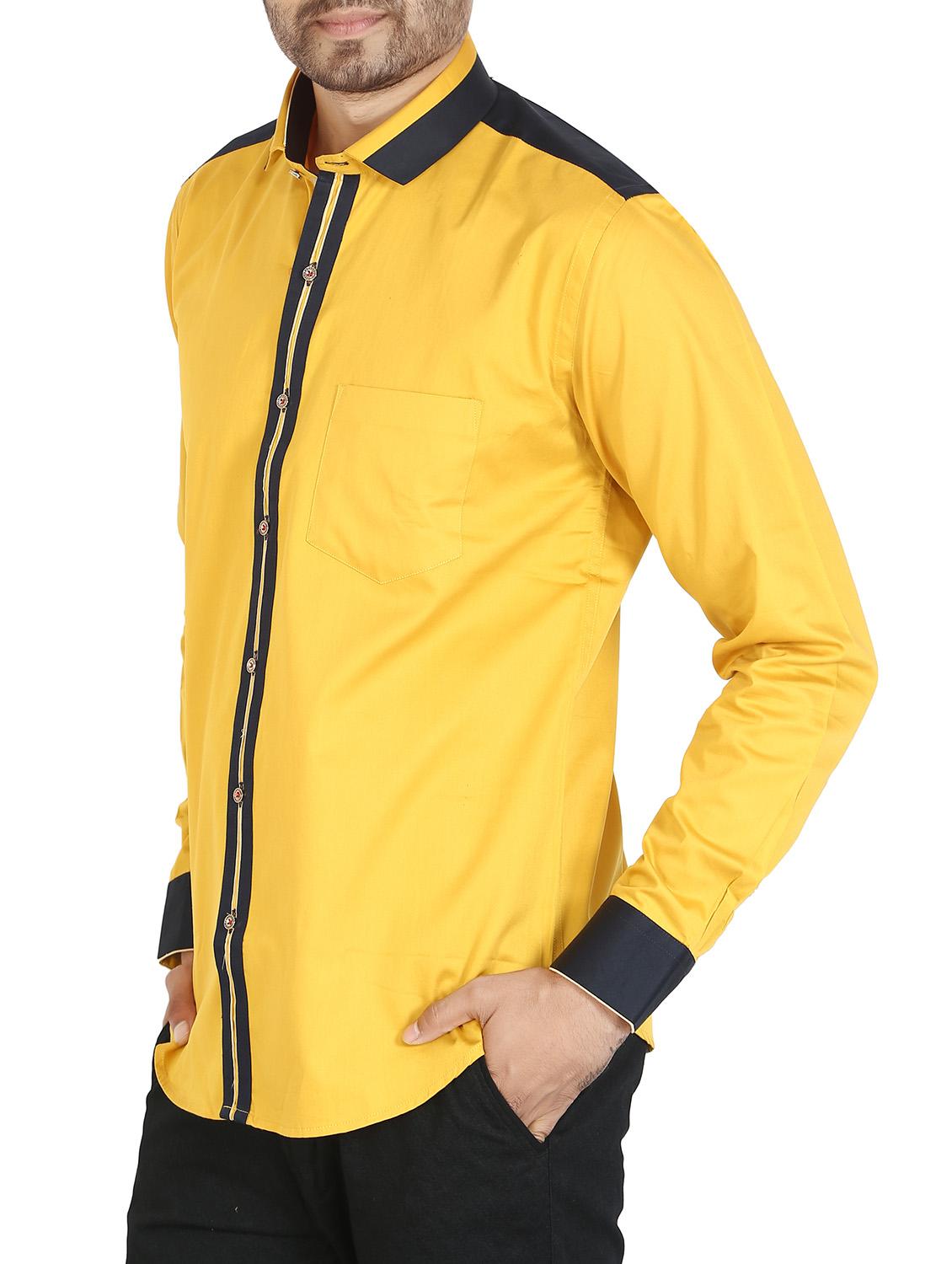 yellow cotton casual shirt - 12844164 - Zoom Image - 2