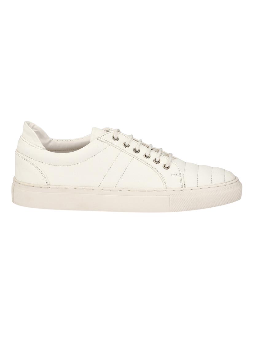 white leatherette lace up sneaker - 12845012 - Zoom Image - 2