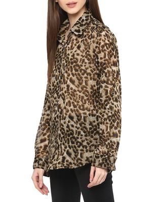 brown animal printed georgette regular shirt - 12846870 - Standard Image - 2