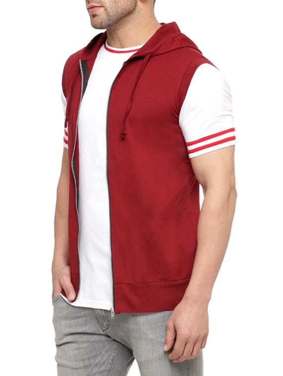maroon cotton casual jacket - 12850211 - Zoom Image - 2