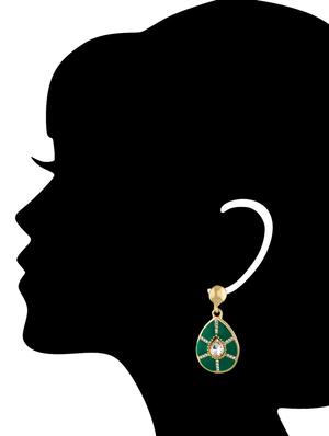 green metal drop earrings - 12866728 - Standard Image - 2