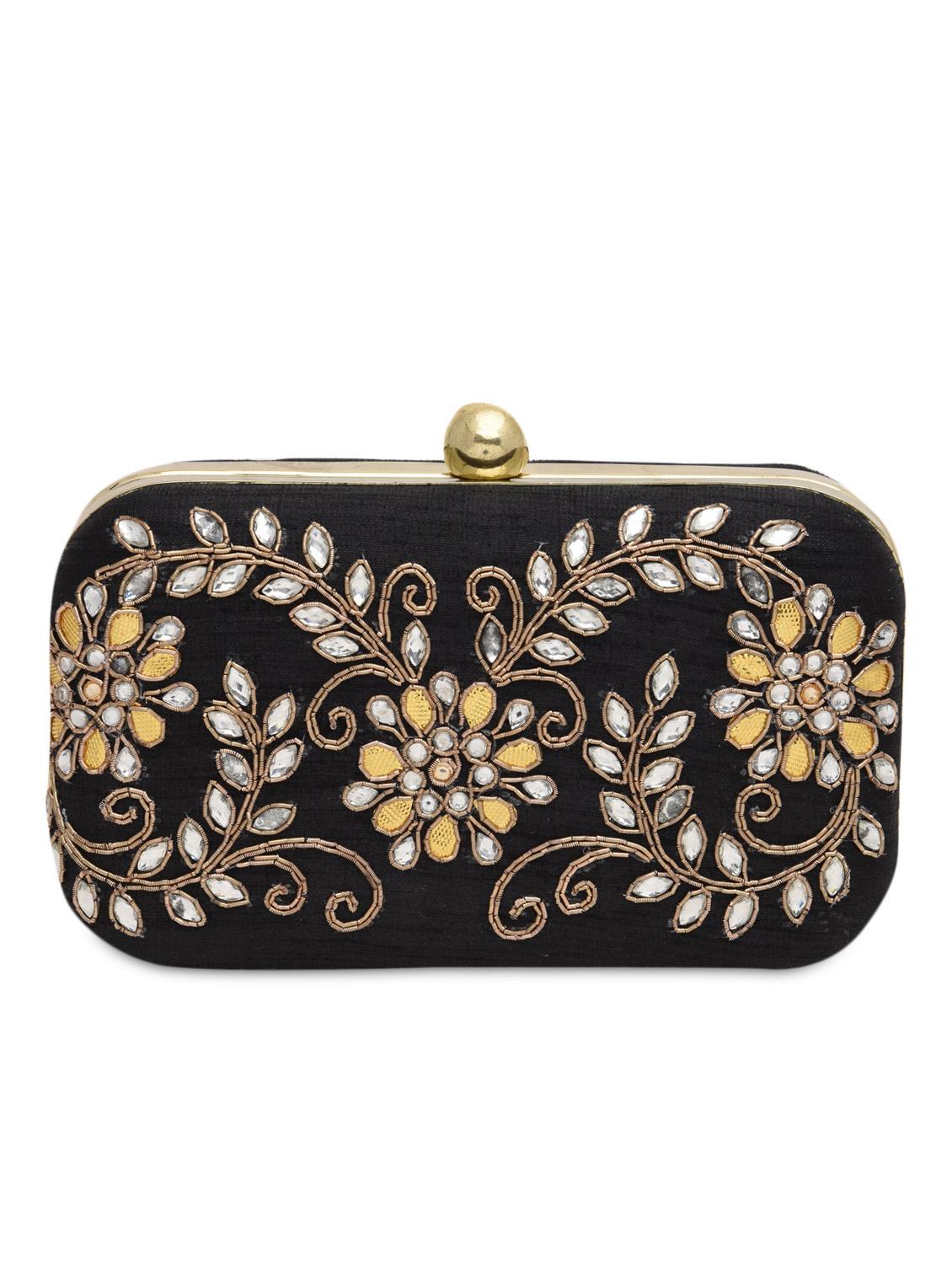 black embellished polyester box clutch - 1286760 - Zoom Image - 2