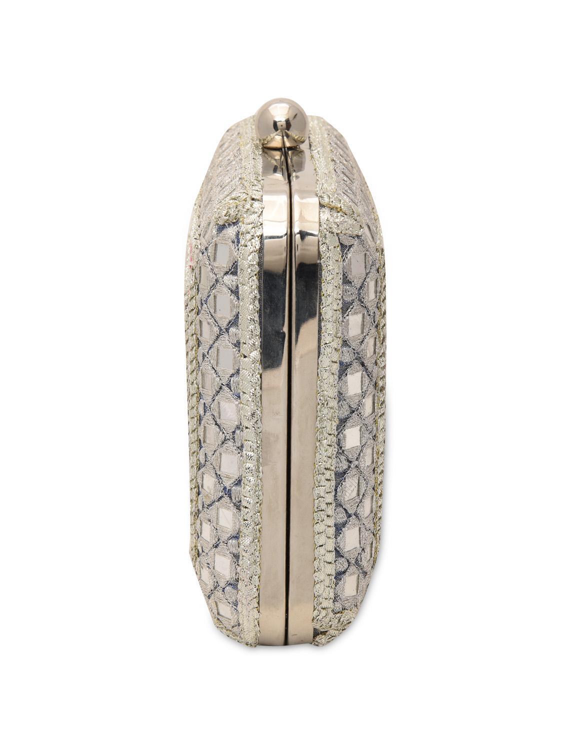 silver polyester mirror work box clutch - 1286762 - Zoom Image - 5