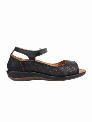 black leatherette ankle strap sandals - 12879224 - Standard Image - 2