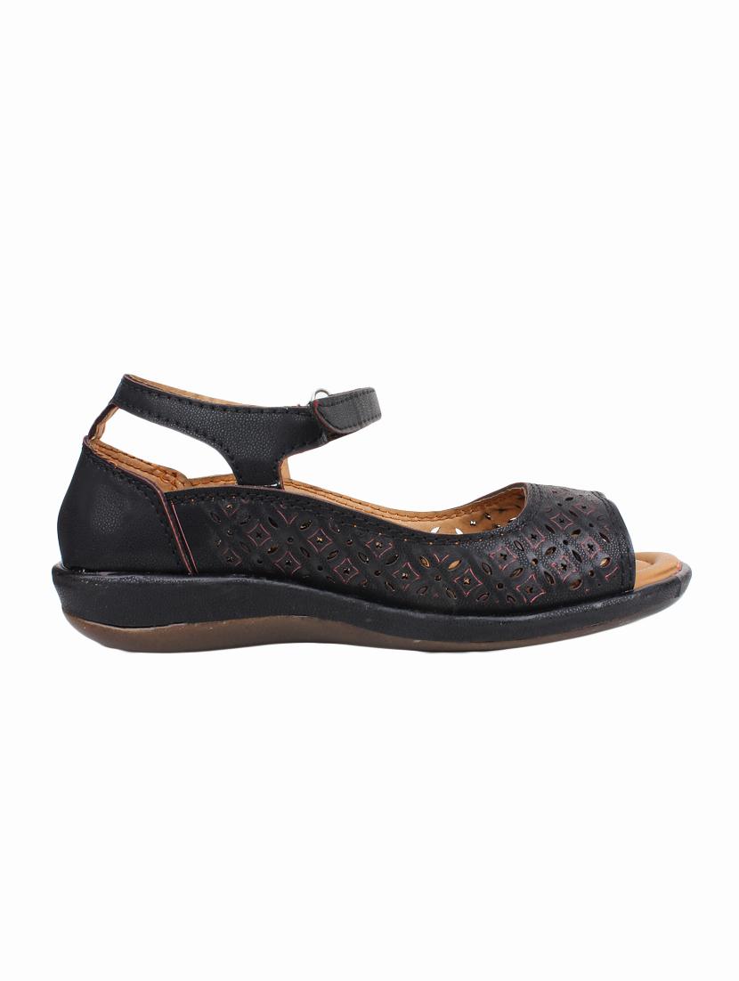 black leatherette ankle strap sandals - 12879224 - Zoom Image - 2