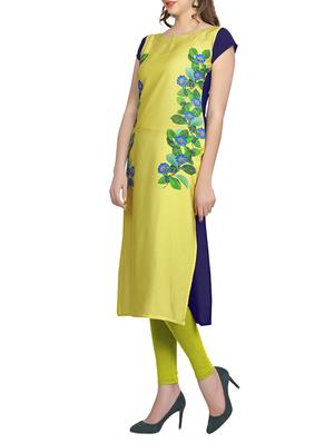 yellow crepe straight kurta - 12879866 - Standard Image - 2