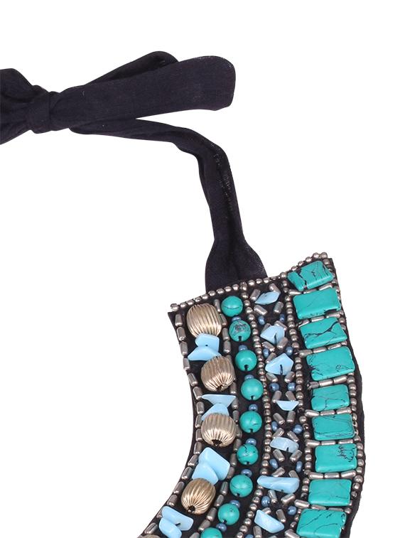 blue metal heavy statement necklace - 12879944 - Zoom Image - 2