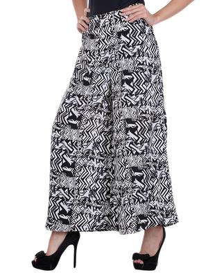 black printed crepe palazzo - 12880205 - Standard Image - 2