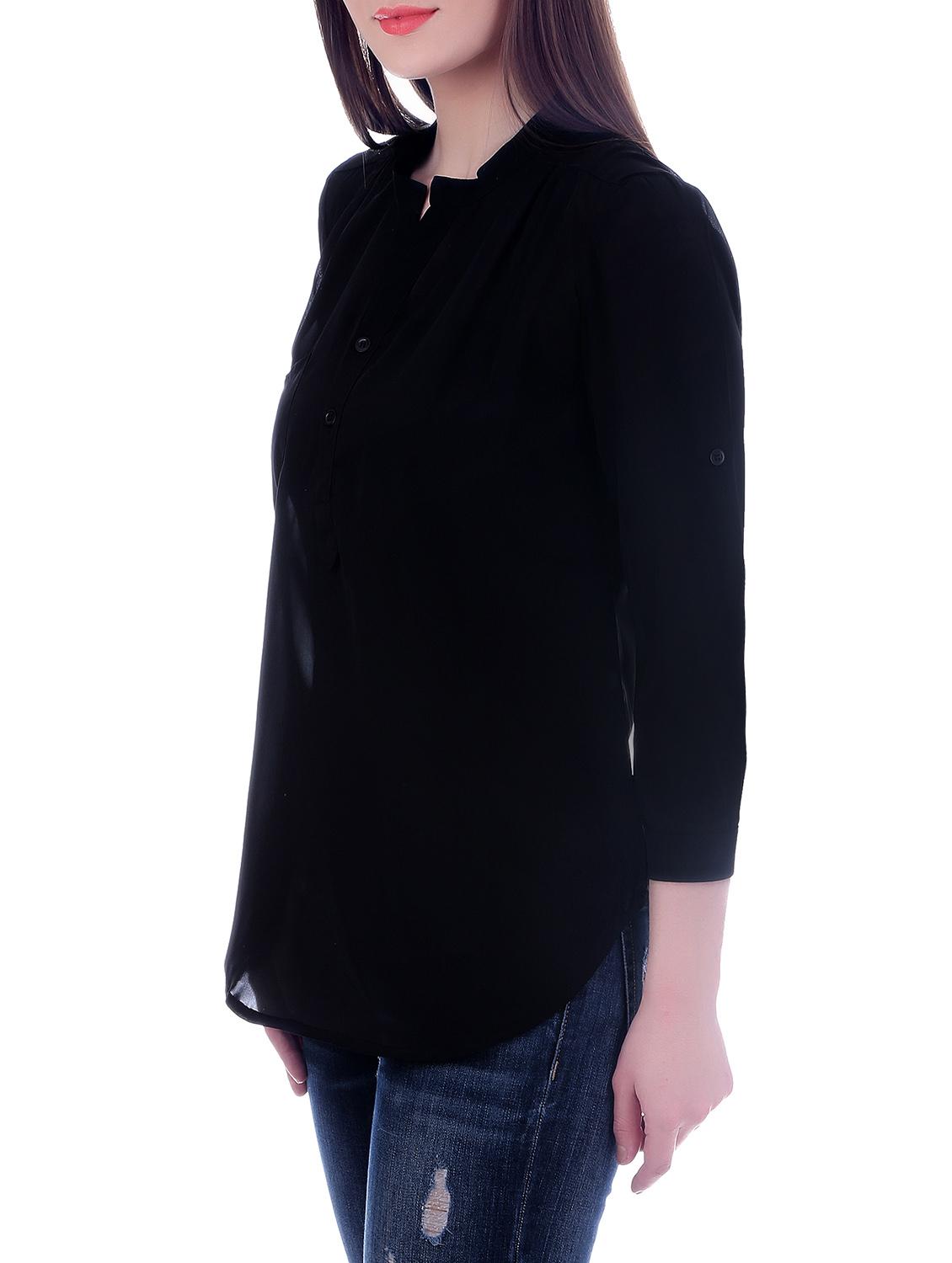 black poly georgette regular top - 12895087 - Zoom Image - 2
