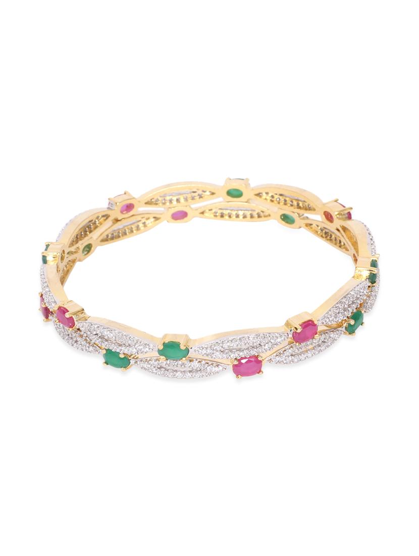 CZ Stones Embellished Golden Bangles Set For Women - 12901856 - Zoom Image - 2