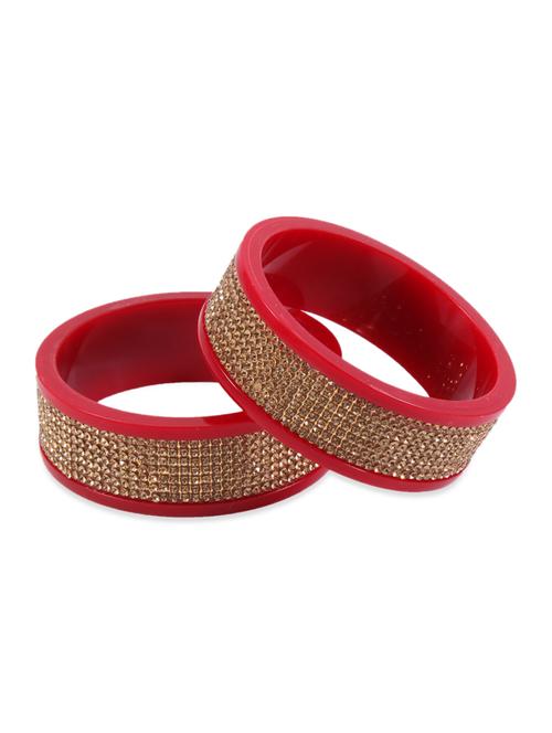 golden stones embellished red bangles set for women - 12901861 - Very Small Image - 1