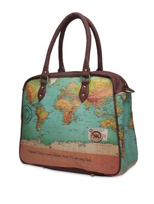 green map printed faux leather handbag - 1290606 - Standard Image - 2