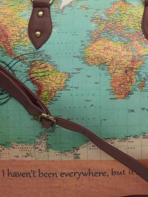 green map printed faux leather handbag - 1290606 - Standard Image - 5