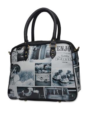 grey and white printed faux leather handbag - 1290610 - Standard Image - 2