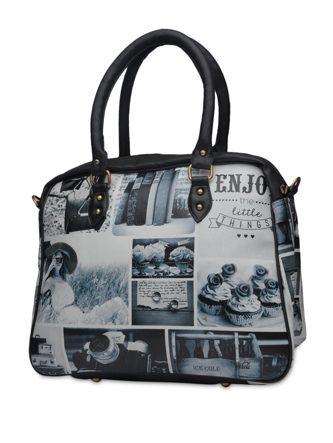 grey and white printed faux leather handbag - 1290610 - Zoom Image - 2