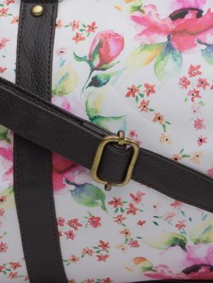 white floral printed faux leather duffel bag - 1290613 - Standard Image - 5