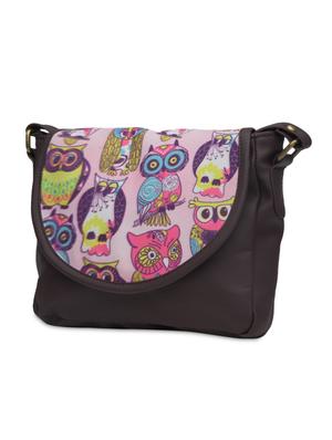 charcoal brown owl printed faux leather handbag - 1290615 - Standard Image - 2