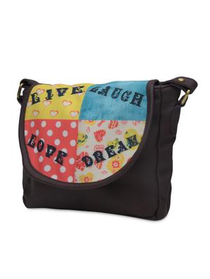 charcoal brown printed faux leather handbag - 1290616 - Standard Image - 2