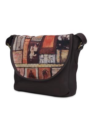 charcoal brown printed faux leather handbag - 1290617 - Standard Image - 2