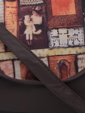 charcoal brown printed faux leather handbag - 1290617 - Standard Image - 5
