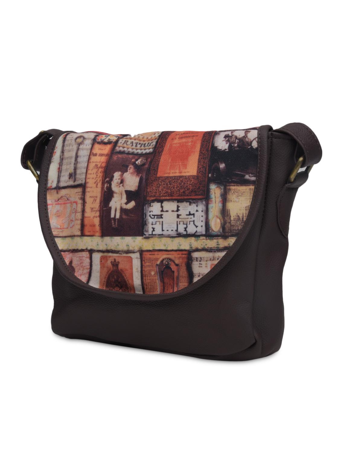 charcoal brown printed faux leather handbag - 1290617 - Zoom Image - 2
