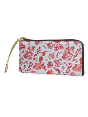 white printed poly satin wallet - 1290625 - Standard Image - 2