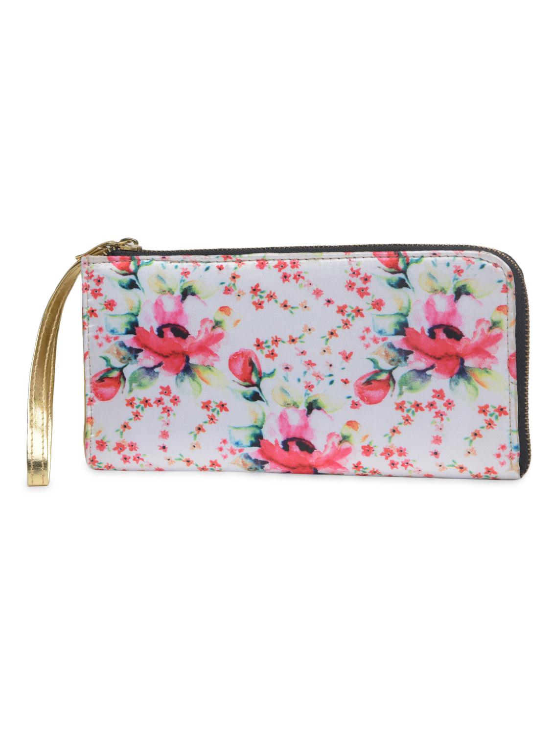 white floral printed poly satin wallet - 1290626 - Zoom Image - 2