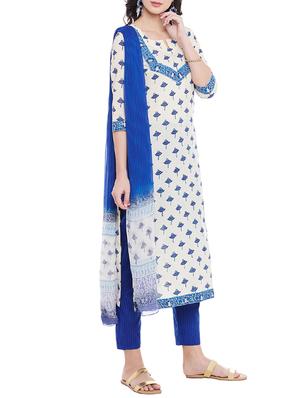 printed unstitched pant suit - 12907228 - Standard Image - 2