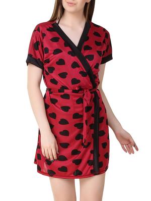 red satin robe with thong set - 12910287 - Standard Image - 2