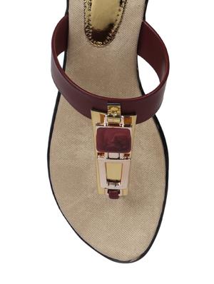 maroon leatherette sandals - 12911323 - Standard Image - 5