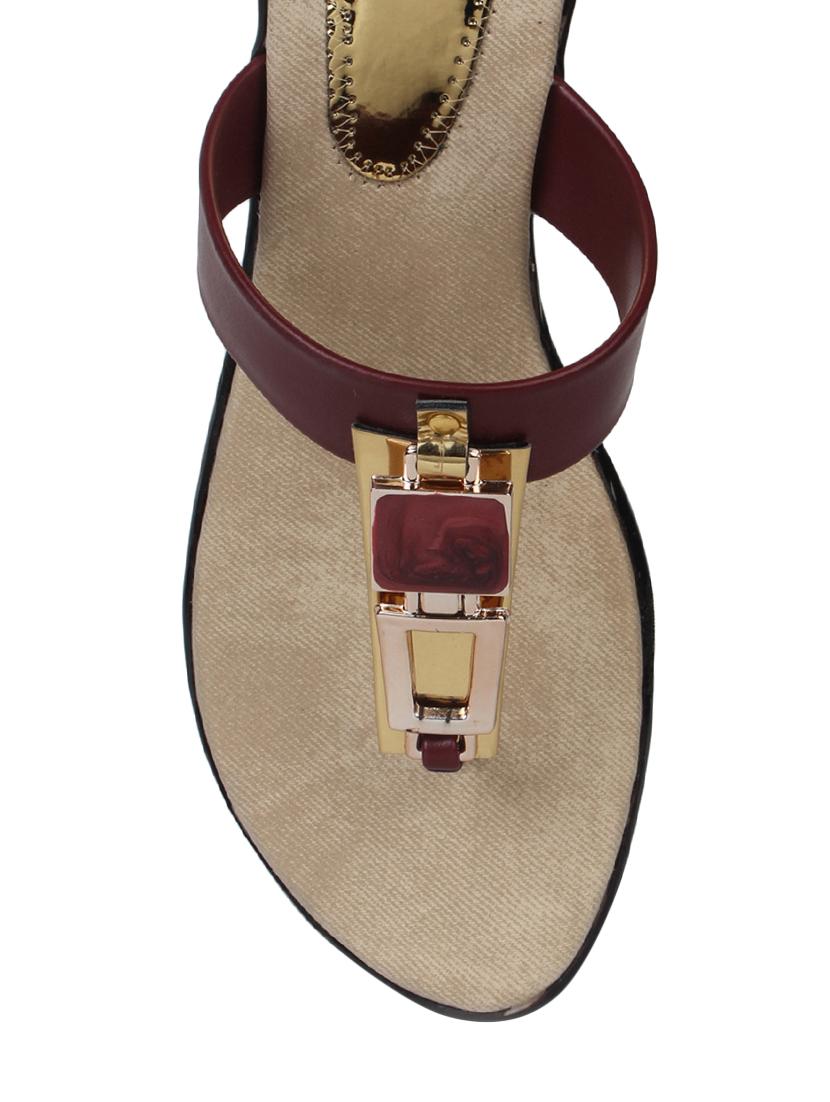 maroon leatherette sandals - 12911323 - Zoom Image - 5