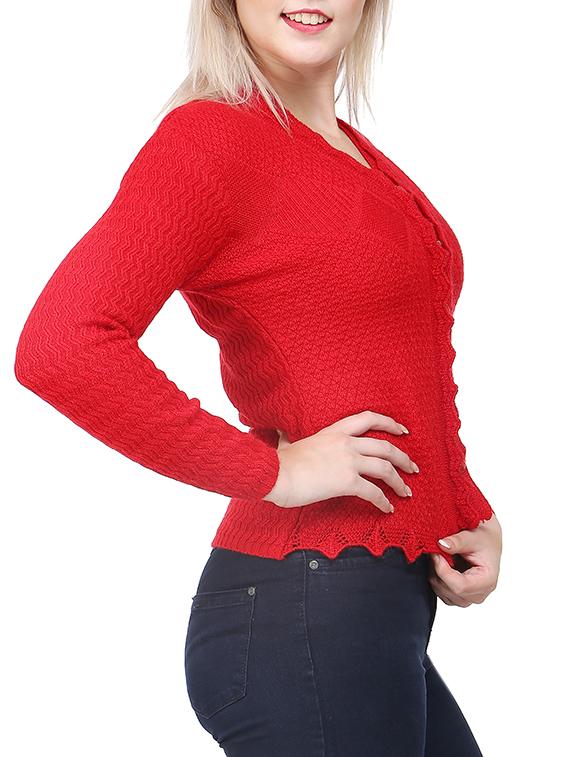 red woolen cardigan - 12919462 - Zoom Image - 2