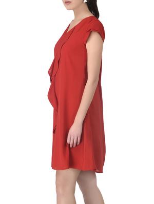 red georgette ruffle dress - 12919738 - Standard Image - 2