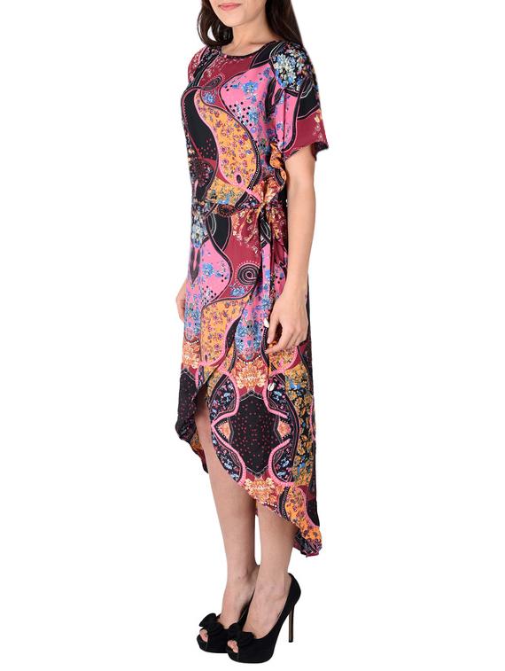 multicolored printed crepe kaftan - 12920216 - Zoom Image - 2
