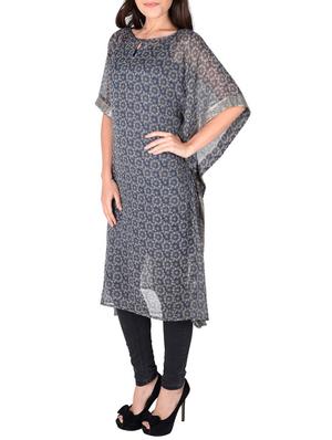 blue printed chiffon kaftan - 12920222 - Standard Image - 2