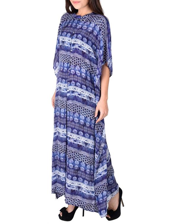blue printed viscose kaftan - 12920226 - Zoom Image - 2
