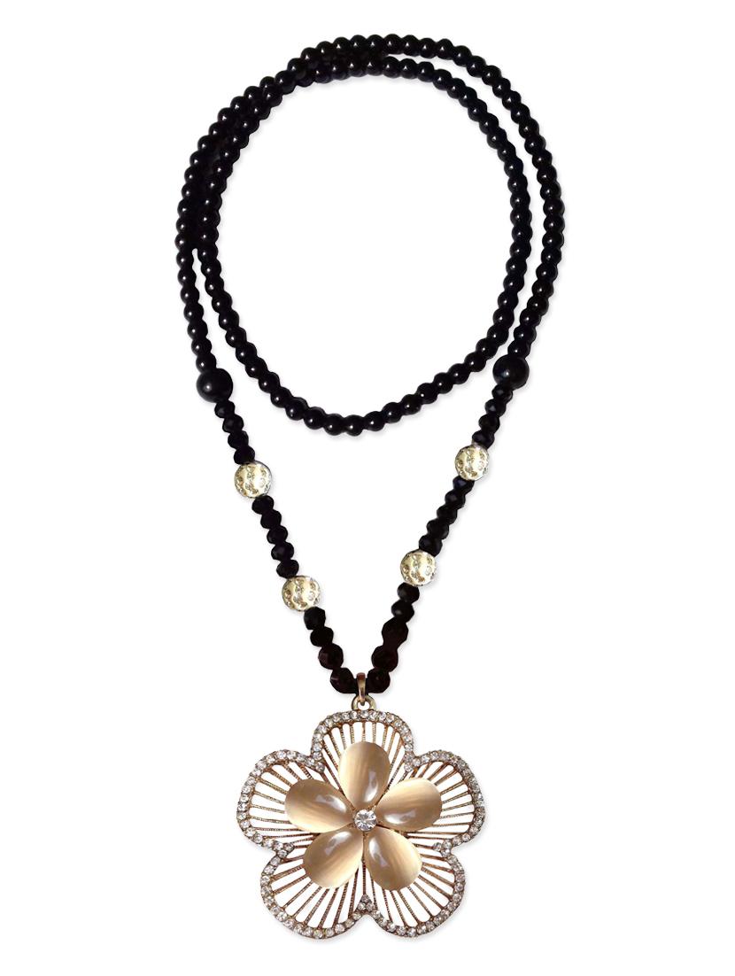 beige metal long necklace - 12927664 - Zoom Image - 2